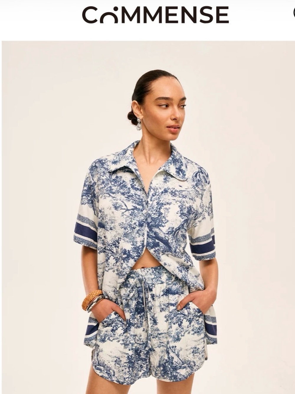 Commense [The Dior Set] Printed Contrast Trim Short Set NWT Small
